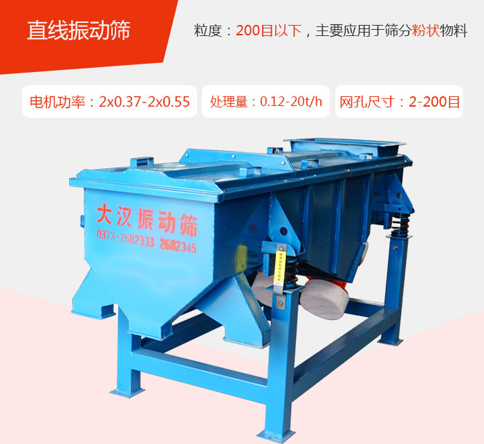 直線振動(dòng)篩材質(zhì)以前依碳鋼材質(zhì)為主，但對(duì)于用戶對(duì)產(chǎn)品的要求越來越高所以材質(zhì)方面也有很大的提升，現(xiàn)在主要集中在不銹鋼材質(zhì)。