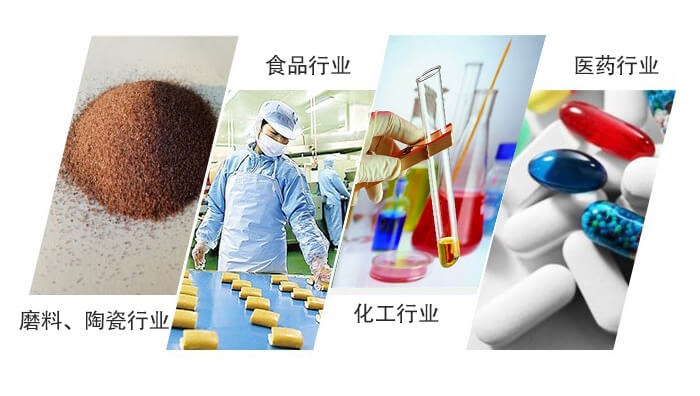 圓形旋振篩適用行業(yè)：磨料，陶瓷行業(yè)，食品行業(yè)，化工行業(yè)，醫(yī)藥行業(yè)。